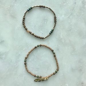 Brown and Gold Beaded Bracelet Bundle